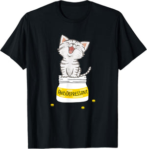 Anti Depressant Cat Lovely Cat Antidepressants Women T-Shirt - T-Shirt | Black