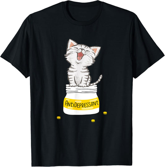 Anti Depressant Cat Lovely Cat Antidepressants Women T-Shirt - T-Shirt | Black