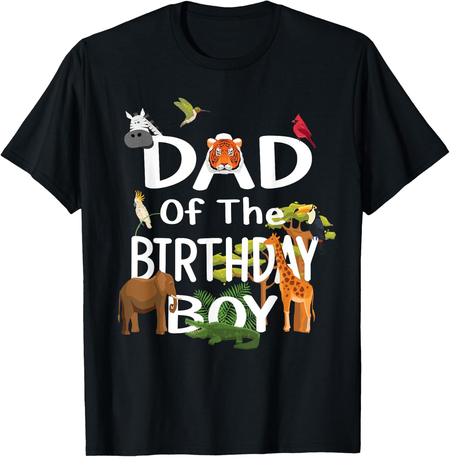 Dad Of The Birthday Boy Zoo Theme Animal Party T-Shirt - T-Shirt | Black