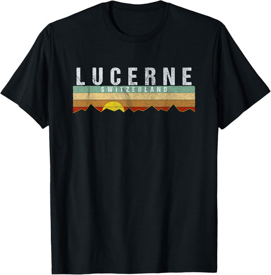 Lucerne Switzerland - Vintage Lucerne Gift T-Shirt - T-Shirt | Black