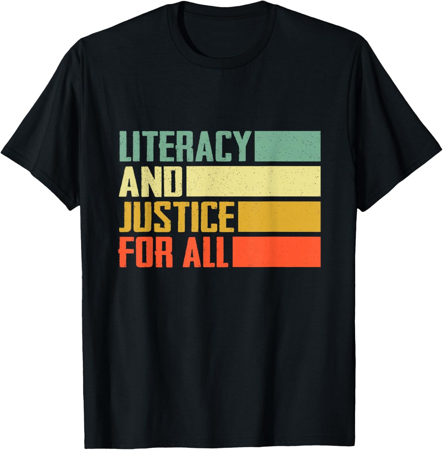 Literacy and Justice for All Retro Social Justice T-Shirt - T-Shirt | Black