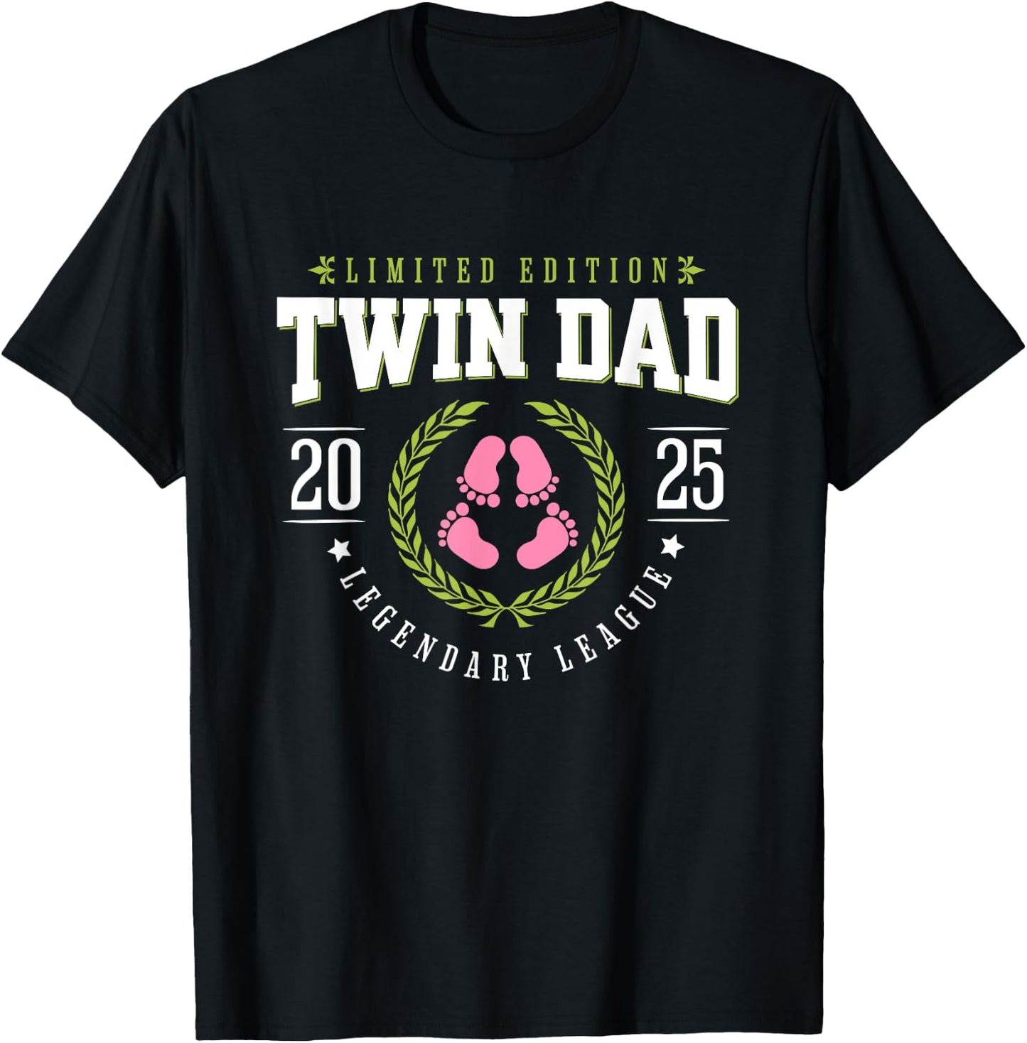 Twin Dad Est 2025 New Father Daddy T-Shirt - T-Shirt | Black