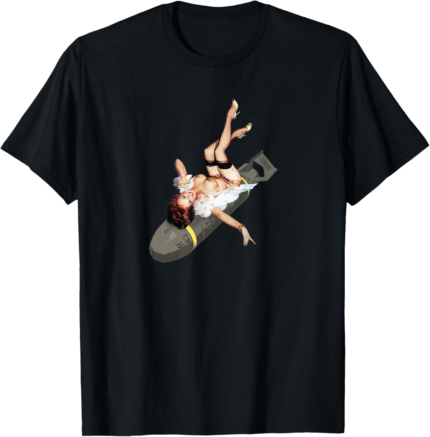 Pinup Girl Bombs Away WW2 Vintage Poster T-Shirt - T-Shirt | Black