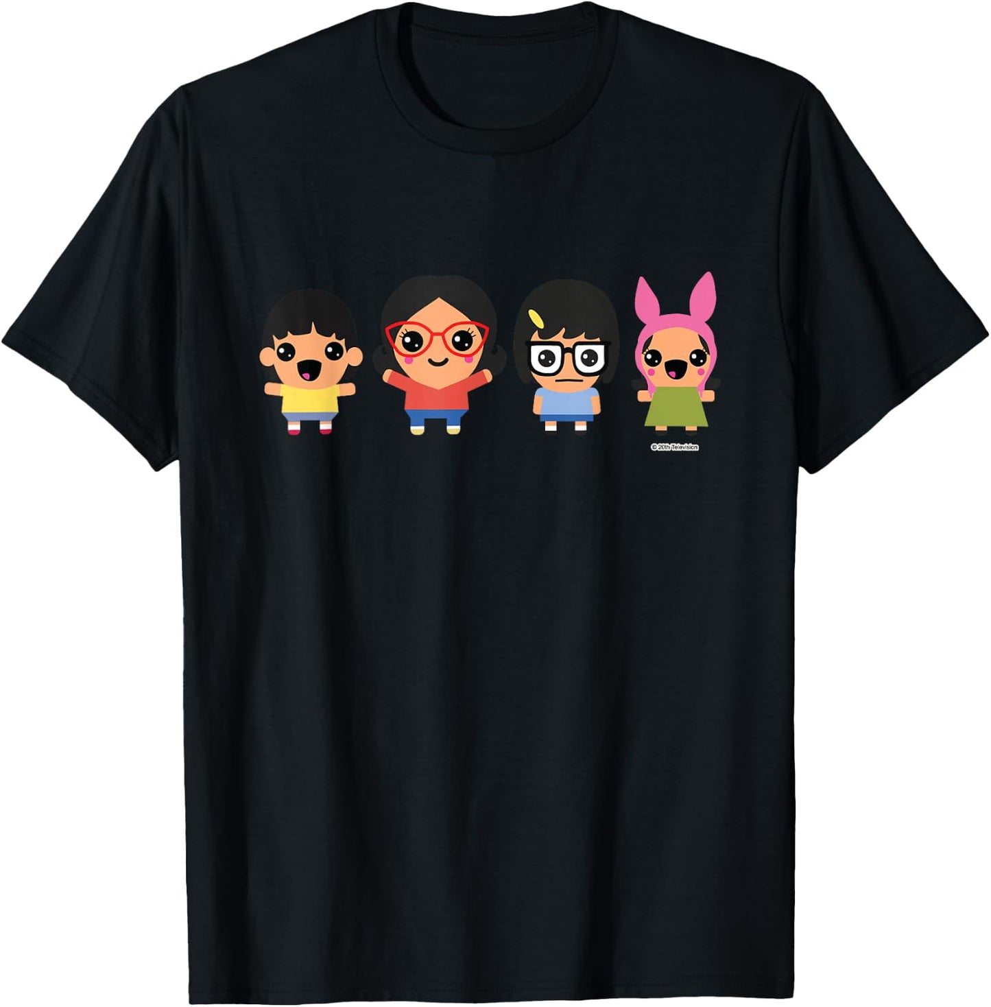Bob's Burgers Chibi Kawaii Linda Gene Tina and Louise T-Shirt - T-Shirt | Black