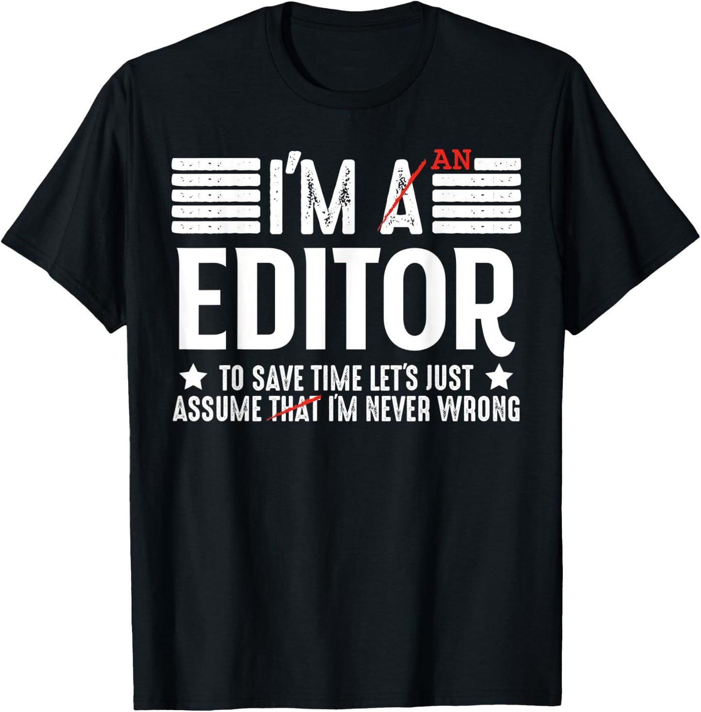 Editor Funny Spelling Correction Lover Spelling Fan T-Shirt - T-Shirt | Black