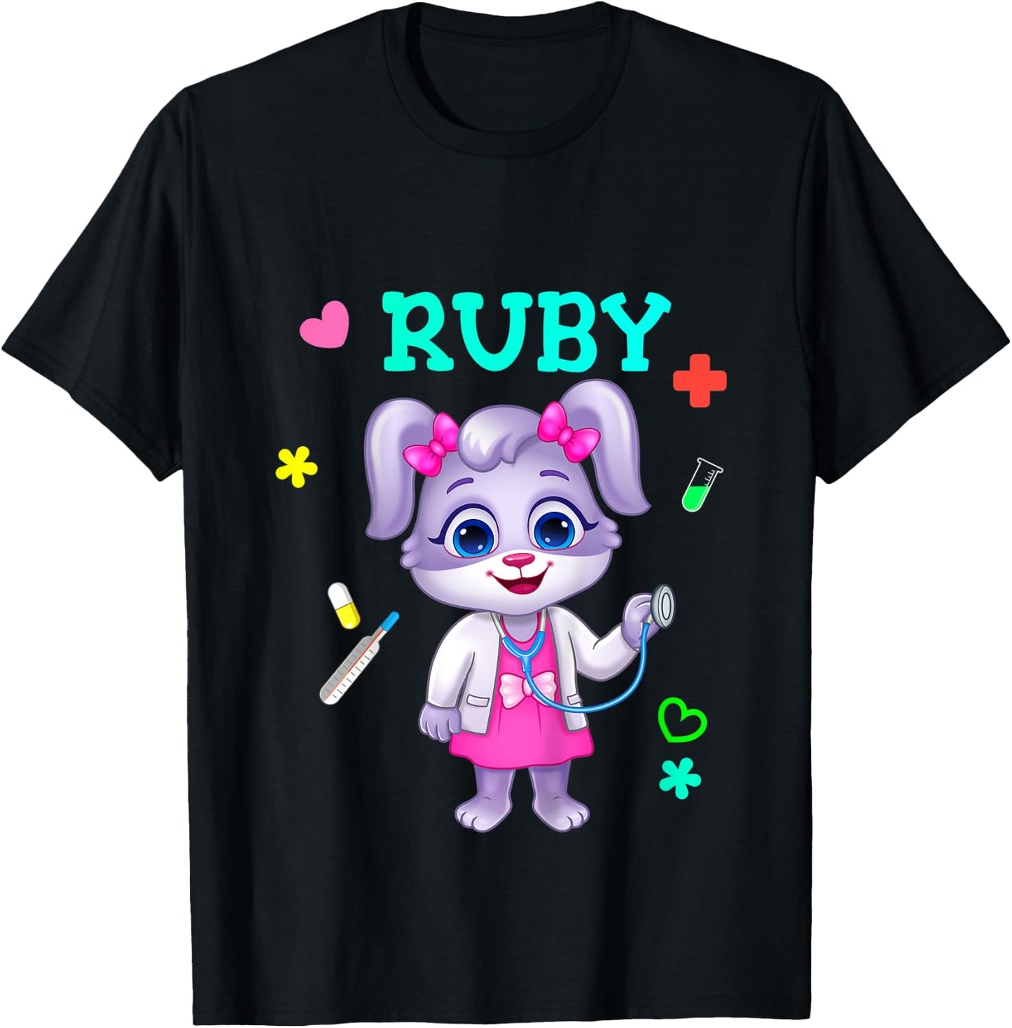 Kids Doctor for Kids | Ruby as a Doctor | Lucas and Friends T-Shirt - T-Shirt | Black