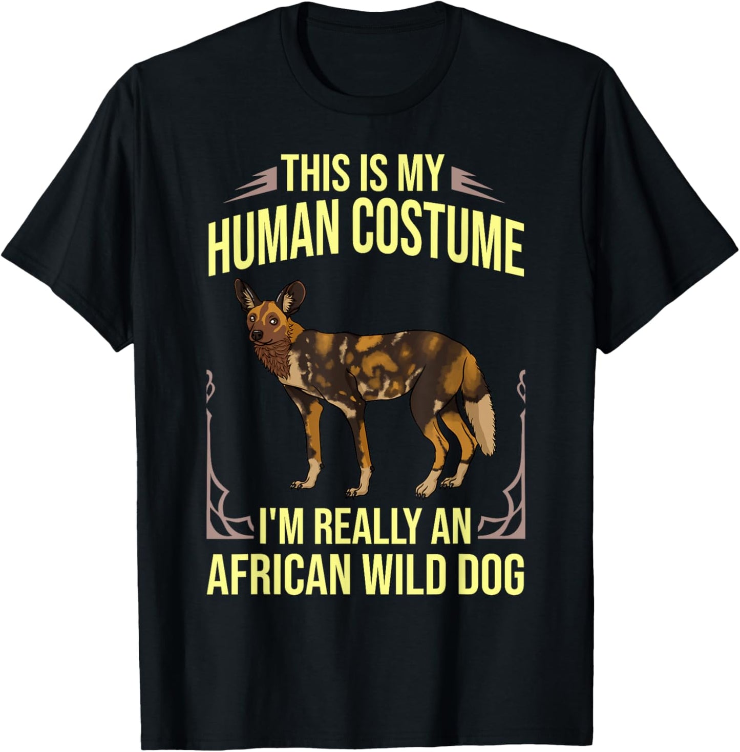 African Wild Dog Gift African Painted Dog Pup T-Shirt - T-Shirt | Black