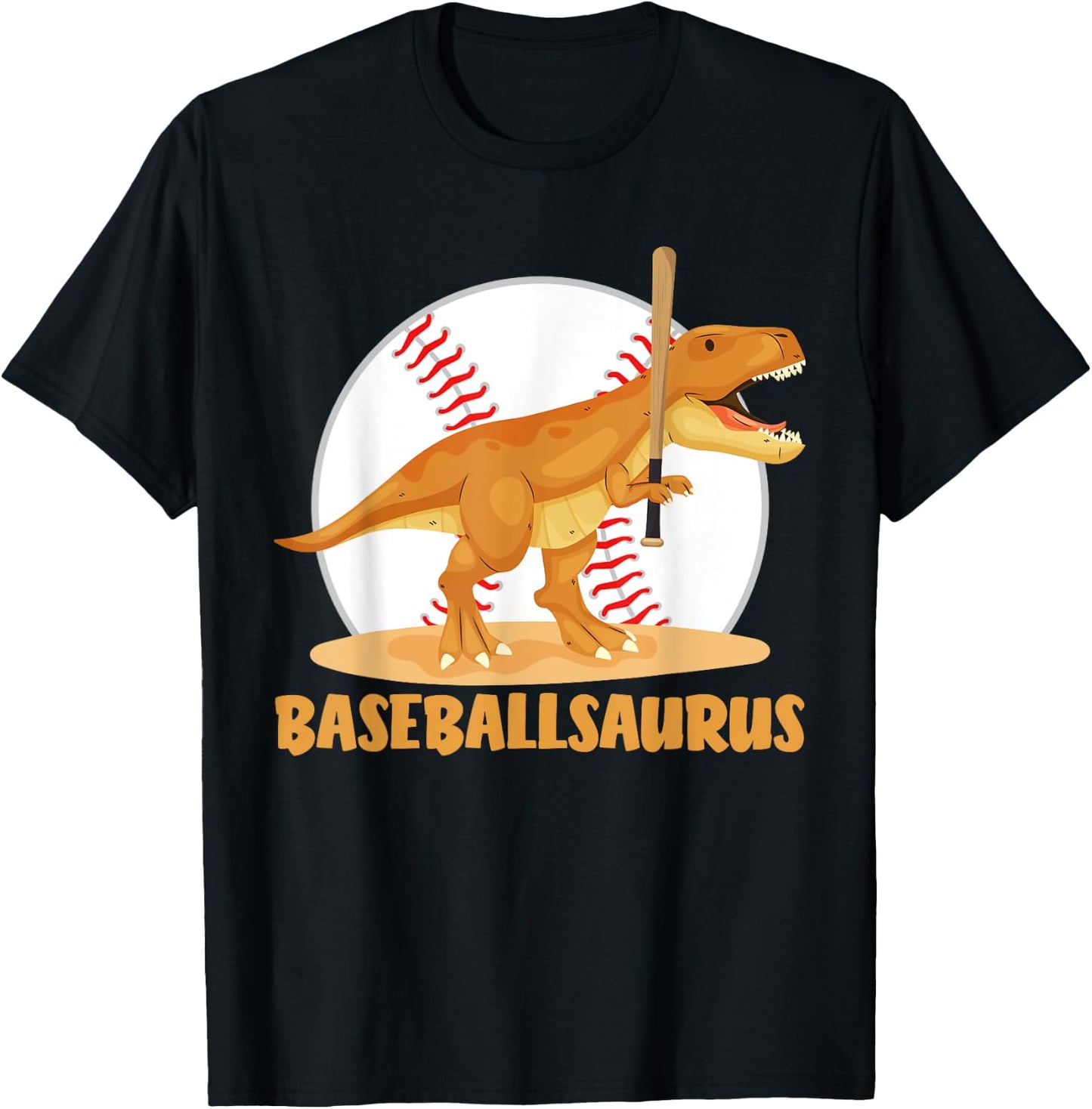 Baseball playing Trex Funny Dino Sport T-Shirt - T-Shirt | Black