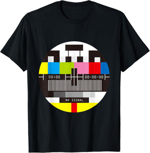 No Signal TV Test Screen Funny Nostalgic T-Shirt - T-Shirt | Black