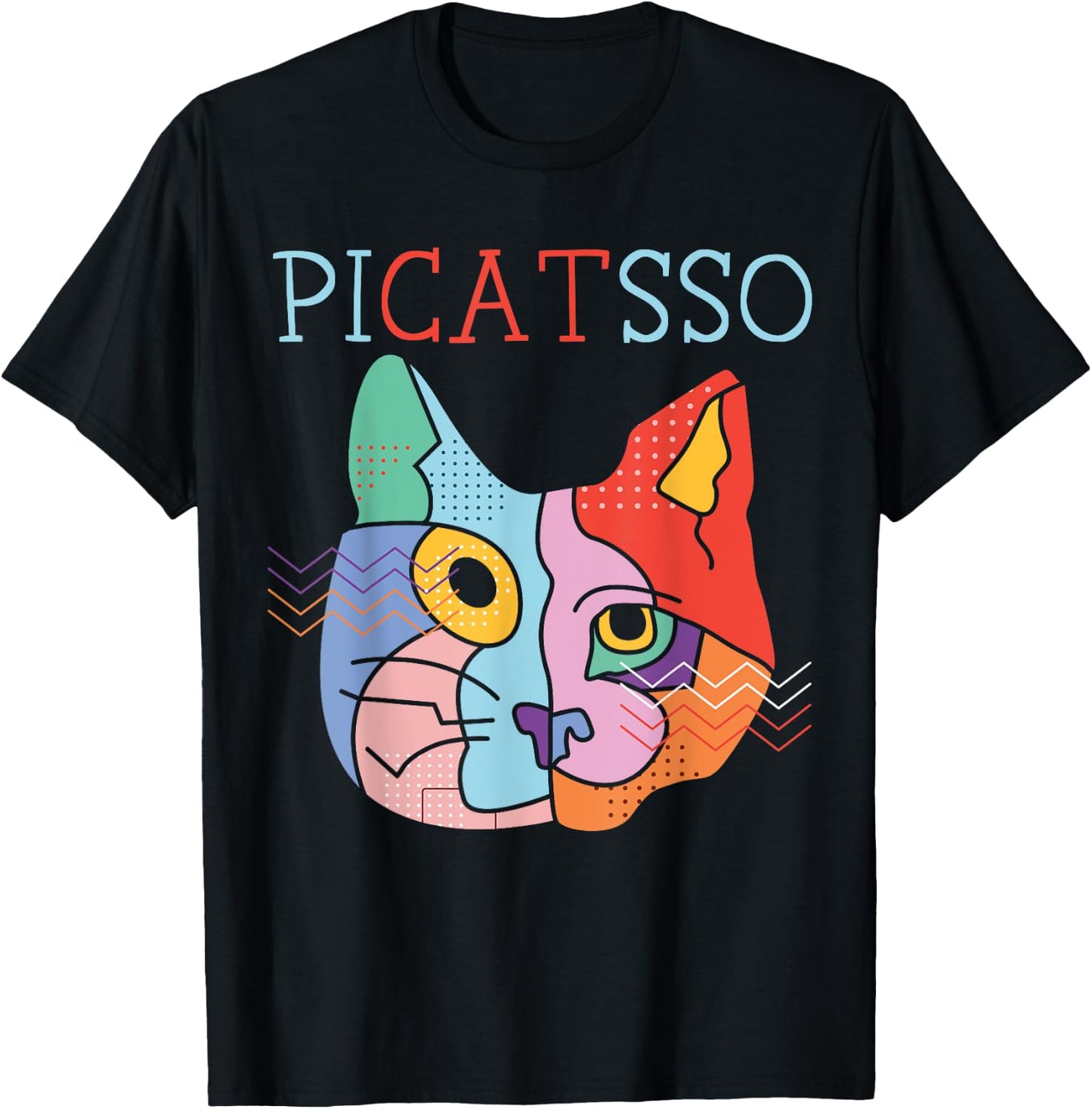 Picatsso Art Teacher Artist Painter Painting Cat Owner Women Girls Kids T-Shirt - T-Shirt | Black