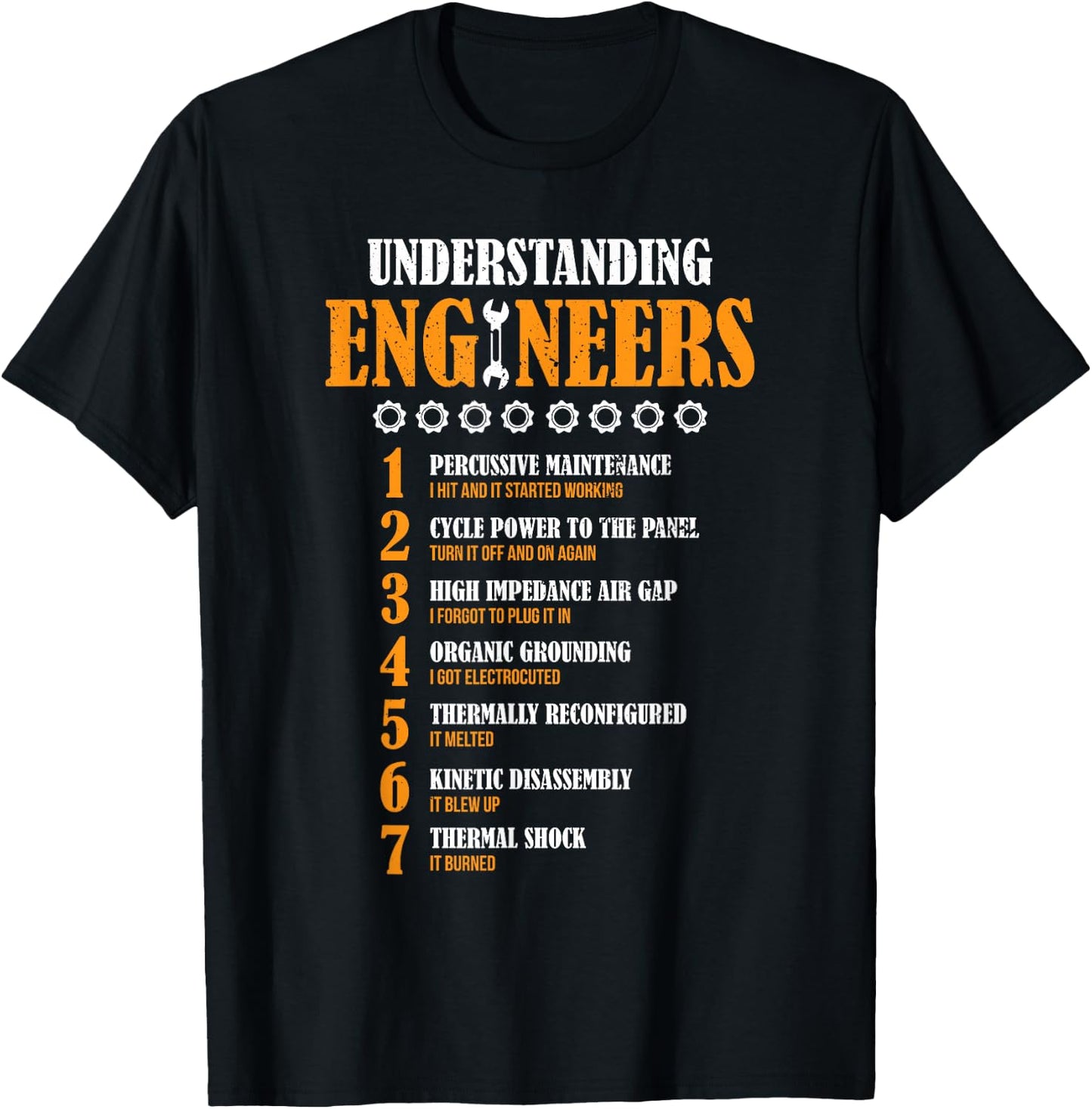 Understanding Engineers Lists Funny Engineer - Men's Black Distressed Funny Design Short Sleeve - Small T-Shirt - T-Shirt | Black