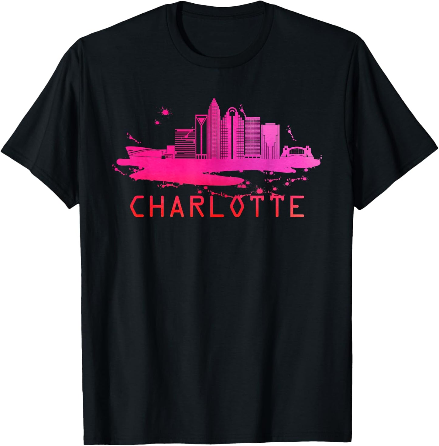 Modern Charlotte Cityscape Souvenir - Charlotte Skyline T-Shirt - T-Shirt | Black