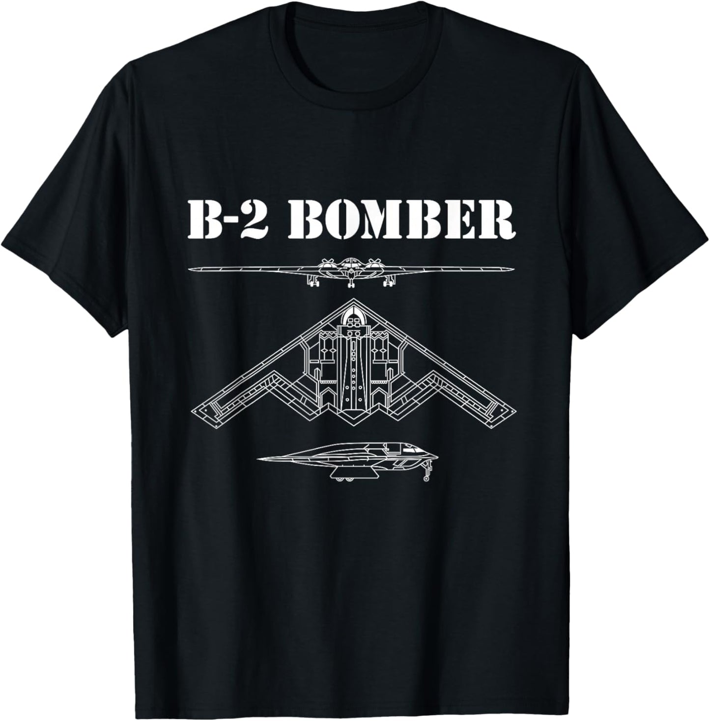 B-2 Bomber Aircraft Schematic Military Stealth Bomber B2 T-Shirt - T-Shirt | Black