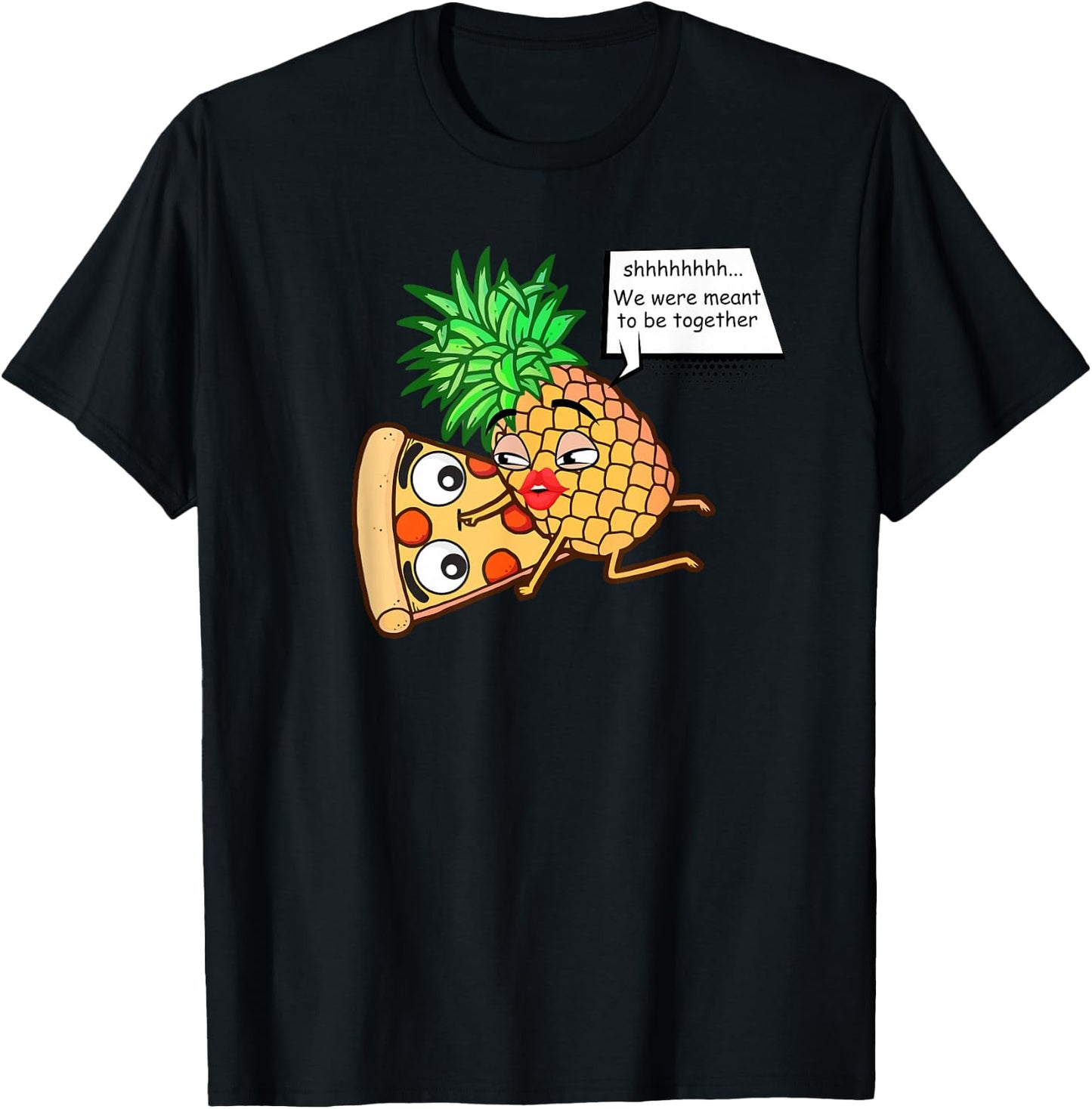 Funny Pineapple On Pizza T-Shirt - T-Shirt | Black
