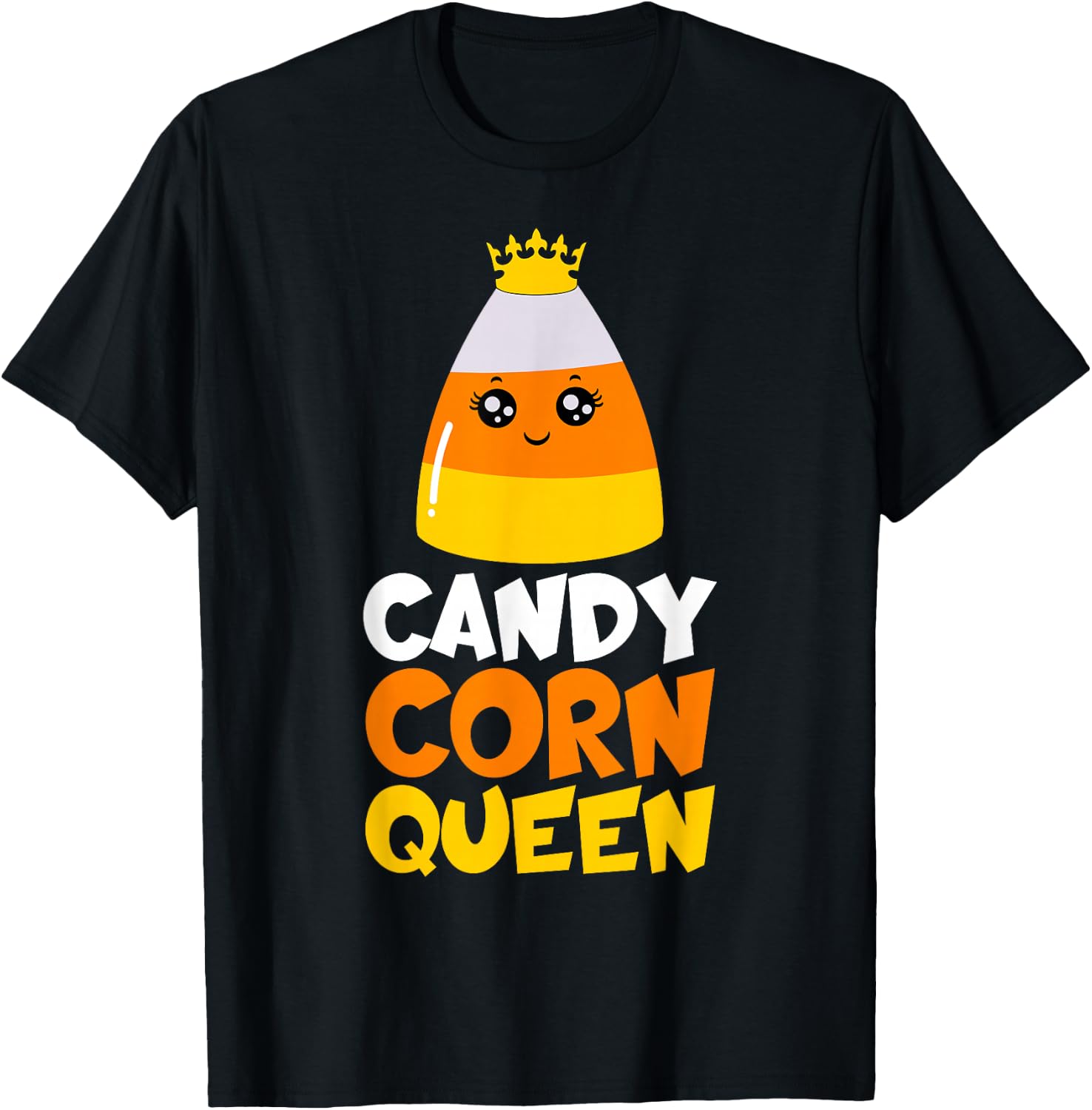 Candy Corn Queen Costume Halloween Cute Kawaii Crown Girls T-Shirt - T-Shirt | Black