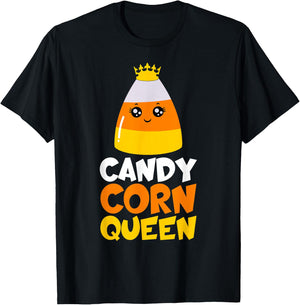 Candy Corn Queen Costume Halloween Cute Kawaii Crown Girls T-Shirt - T-Shirt | Black