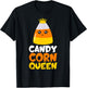 Candy Corn Queen Costume Halloween Cute Kawaii Crown Girls T-Shirt - T-Shirt | Black