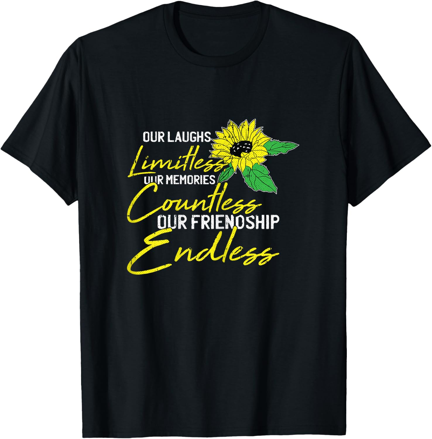 Friendship Best-Friend Cute Sunflower Bestie BFF Matching T-Shirt - T-Shirt | Black