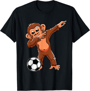 Cute Dabbing Monkey Lovers Dab Boys Girls Soccer Player Gift T-Shirt - T-Shirt | Black