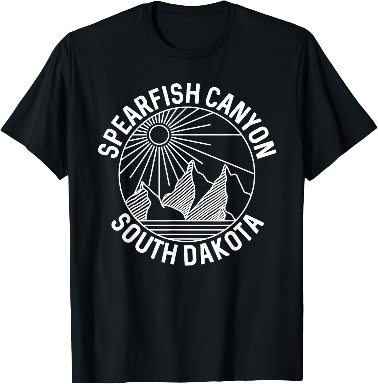 Spearfish Canyon South Dakota Mountain Line Art T-Shirt - T-Shirt | Black