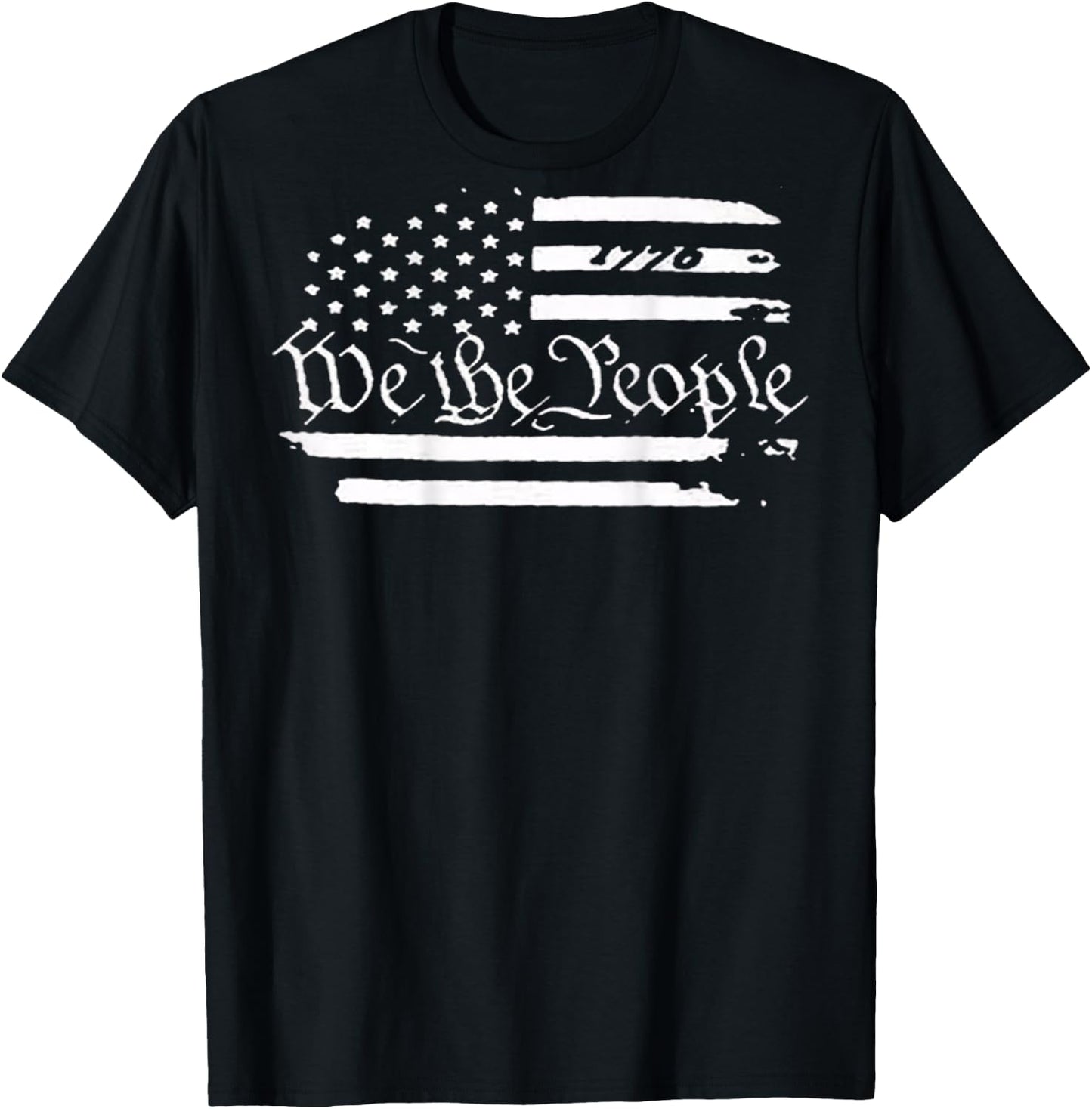 American Flag Patriotic 1776 We The People USA Print On Back T-Shirt - T-Shirt | Black