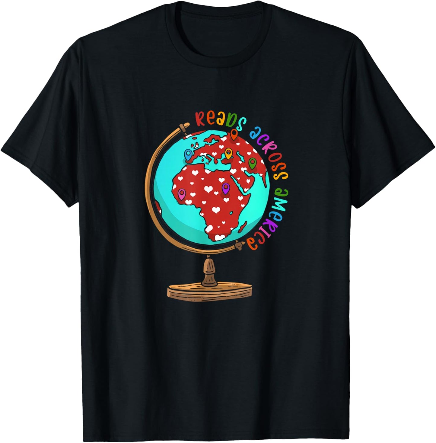 Reads Across That America Reading Lover Teacher Reader T-Shirt - T-Shirt | Black