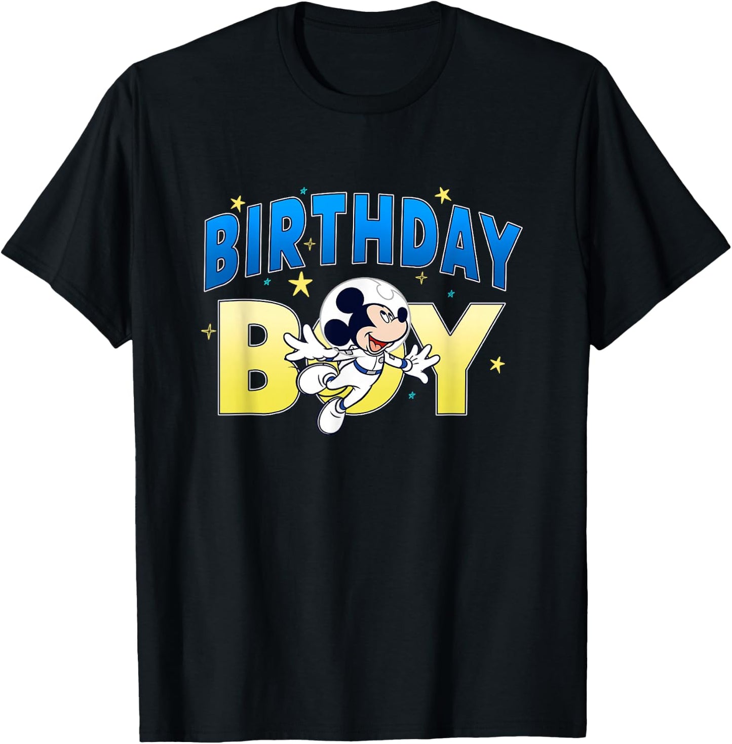 Disney Mickey And Friends Birthday Boy Vintage Astronaut T-Shirt - T-Shirt | Black