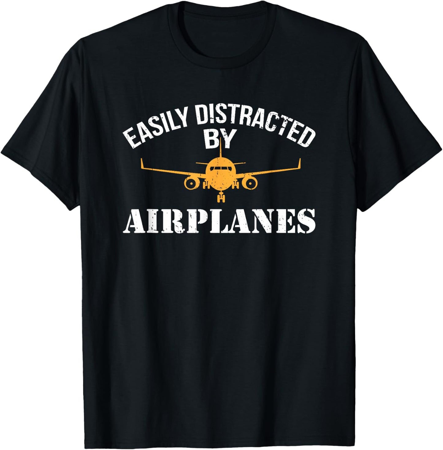 Easily Distracted By Airplanes Aviation Shirt Airplane Pilot T-Shirt - T-Shirt | Black
