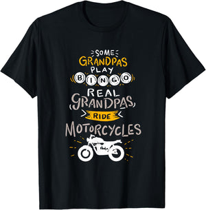 Real Grandpas Ride Motorcycles Gift Grandfather T-Shirt - T-Shirt | Black
