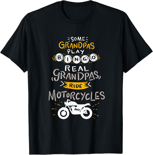 Real Grandpas Ride Motorcycles Gift Grandfather T-Shirt - T-Shirt | Black