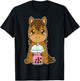 Kawaii Cute Zodiac Boba Horse Strawberry Bubble Milk Tea T-Shirt - T-Shirt | Black