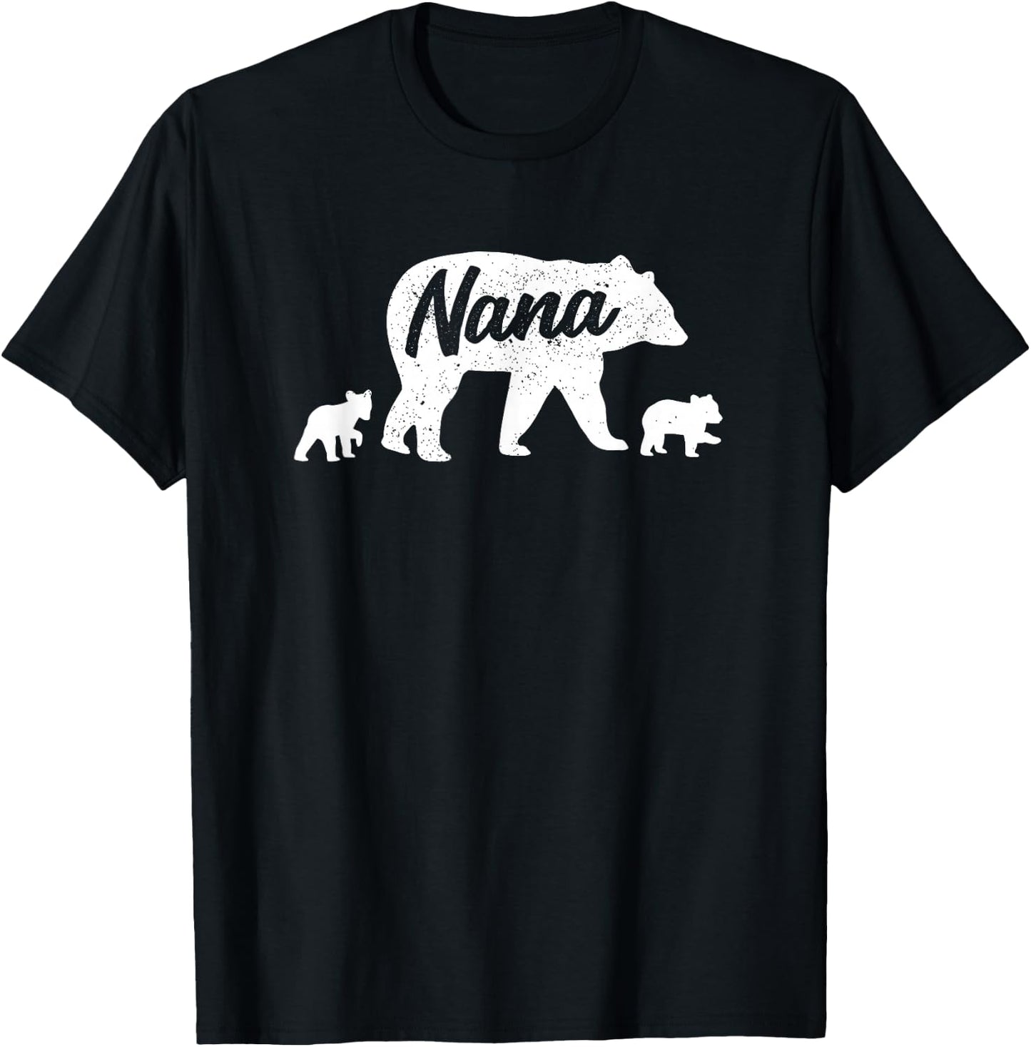 Vintage Nana Grandma Bear with 2 Cub Mother's Day T-Shirt - T-Shirt | Black