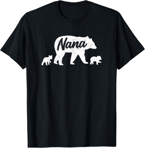 Vintage Nana Grandma Bear with 2 Cub Mother's Day T-Shirt - T-Shirt | Black
