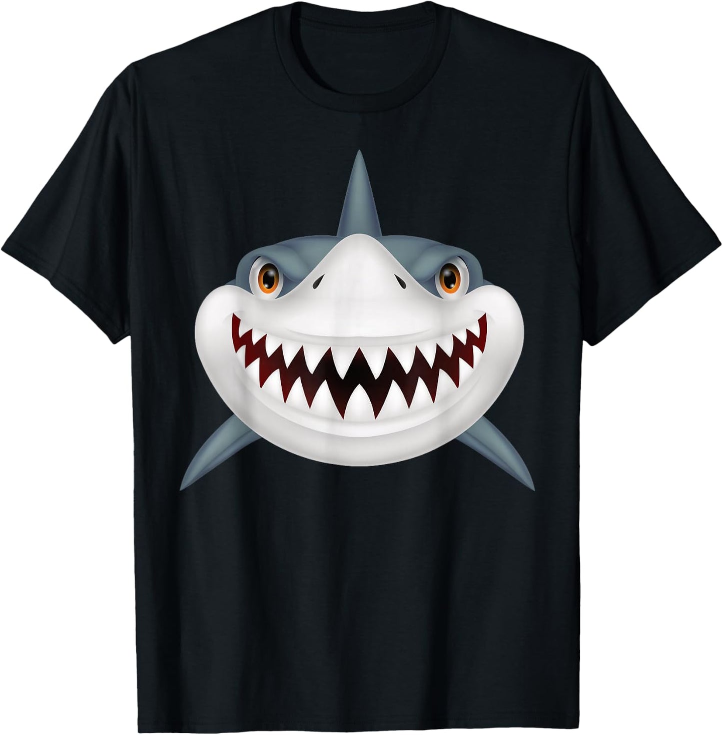 Shark Front Face with Devil Smile For Halloween Costume T-Shirt - T-Shirt | Black