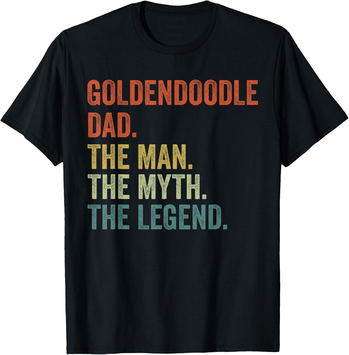 Men Vintage Dog Dad Man Myth Legend Shirt, Golden Doodle Dad T-Shirt - T-Shirt | Black