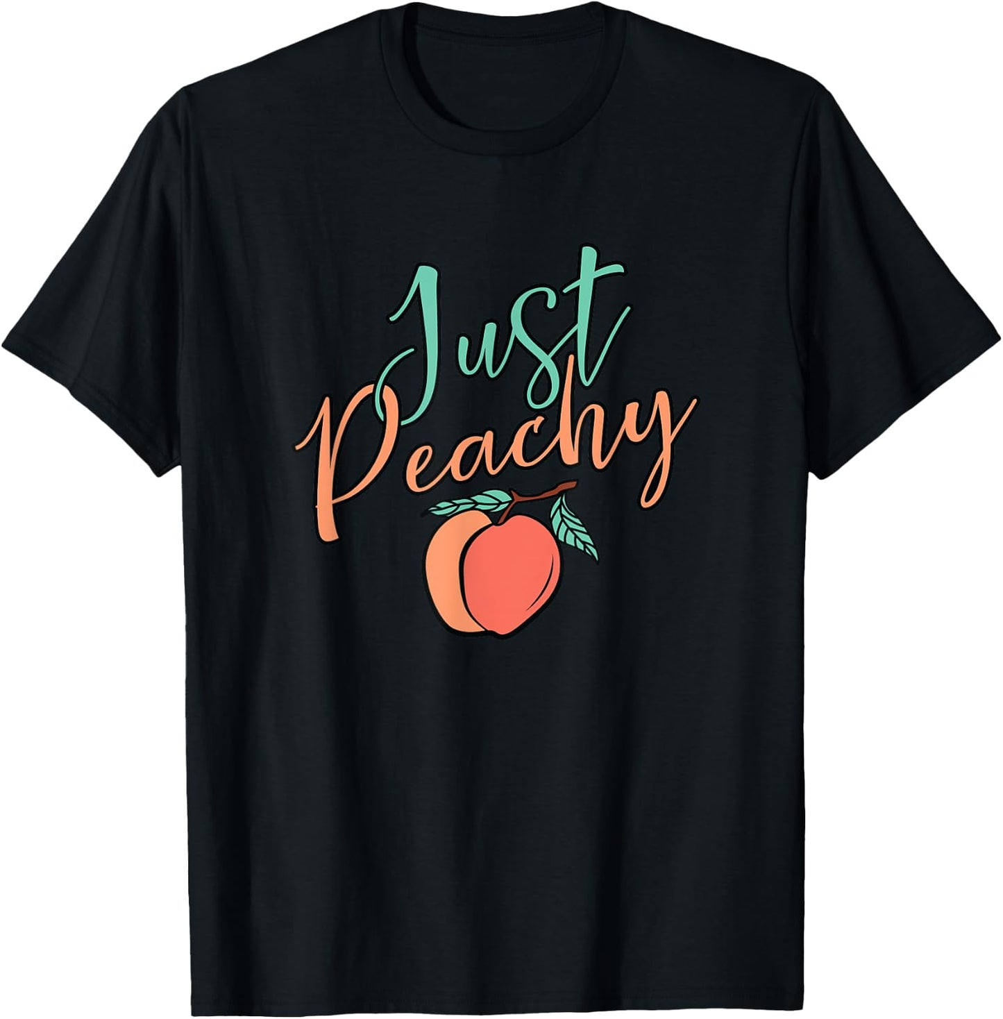 Cool Summer Fruit Retro Just Peachy & keep it Peachy Graphic Women T-Shirt - T-Shirt | Black