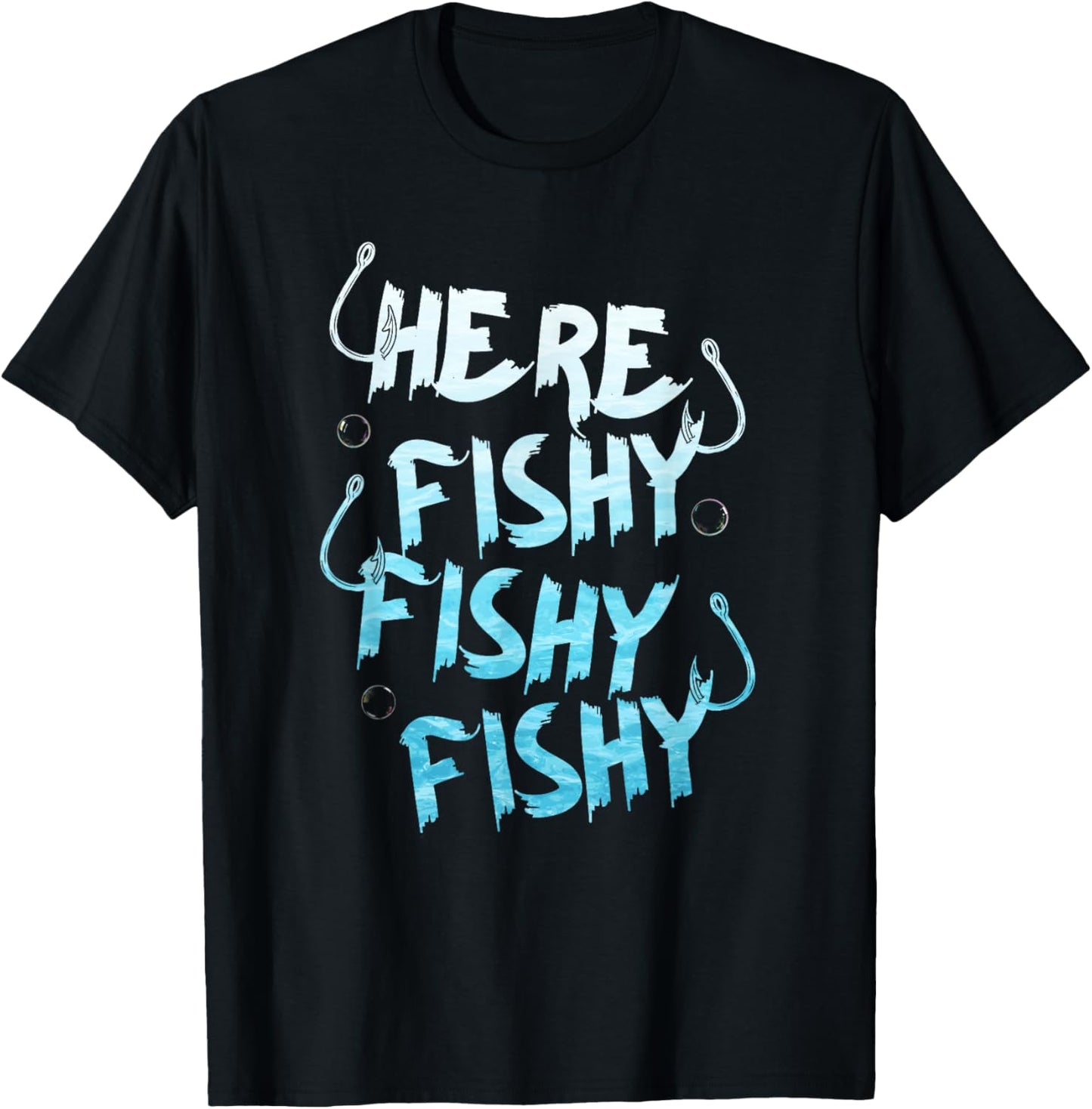 Fishing Here Fishy Love Summer Lake Fisher man T-Shirt - T-Shirt | Black