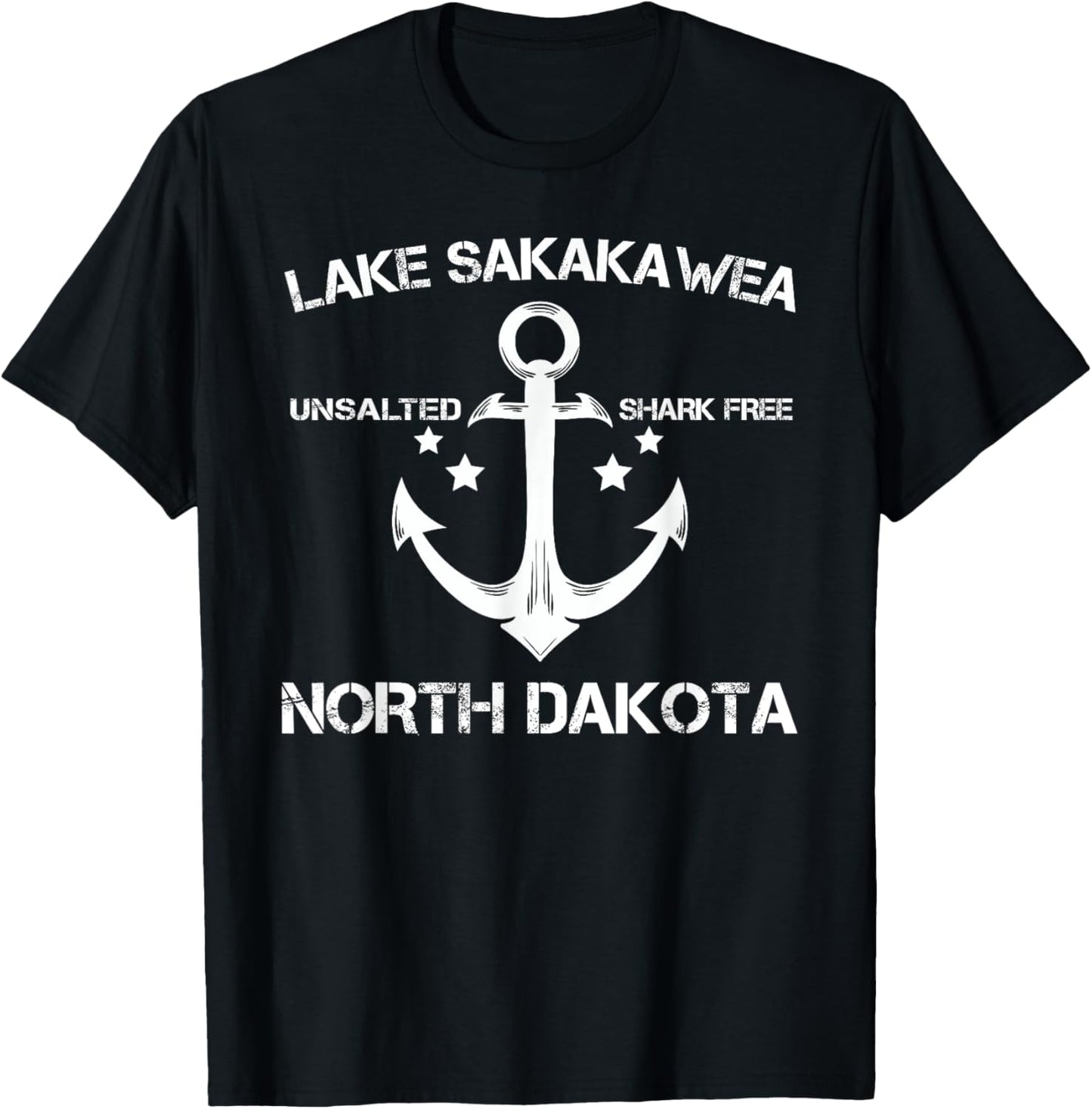 LAKE SAKAKAWEA NORTH DAKOTA Funny Fishing Camping Gift T-Shirt - T-Shirt | Black