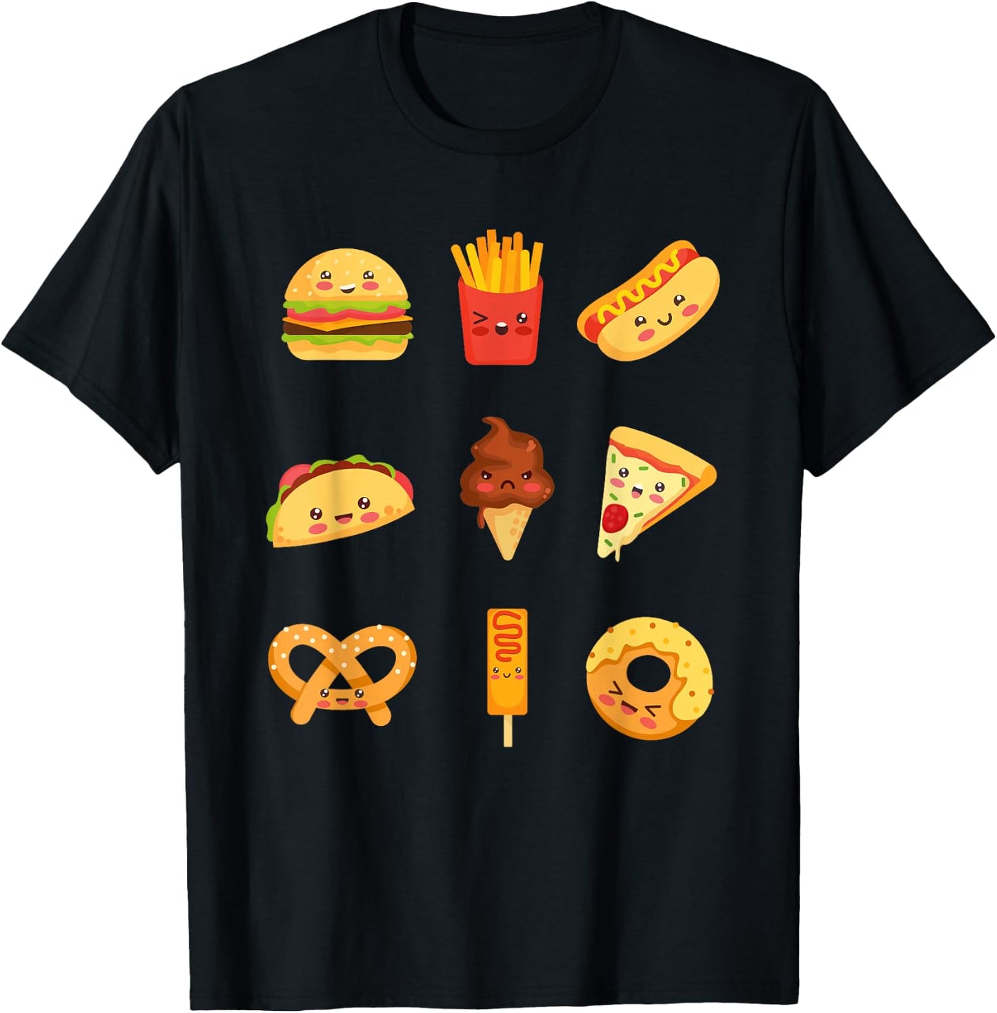 Cute Kawaii food collection for food lovers T-Shirt - T-Shirt | Black