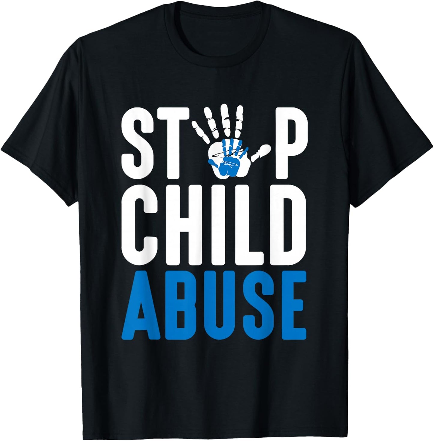Blue Ribbon Stop Child Misuse Prevention Month Awareness T-Shirt - T-Shirt | Black