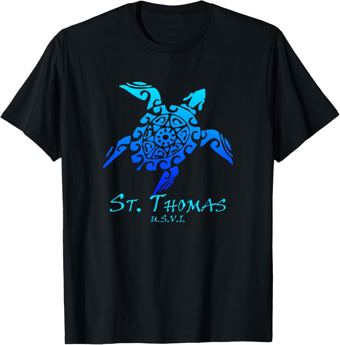 St. Thomas, USVI Vintage Retro Tribal Turtle Vacation T-Shirt - T-Shirt | Black