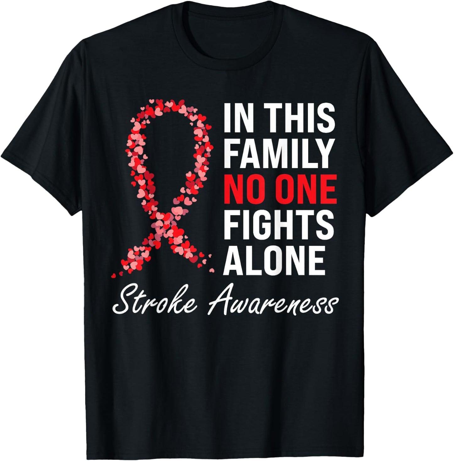 Stroke Survivor Stroke Awareness Red Ribbon T-Shirt - T-Shirt | Black