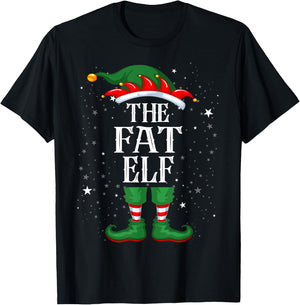 Christmas Elf Matching Family Group Funny The Fat Elf T-Shirt - T-Shirt | Black
