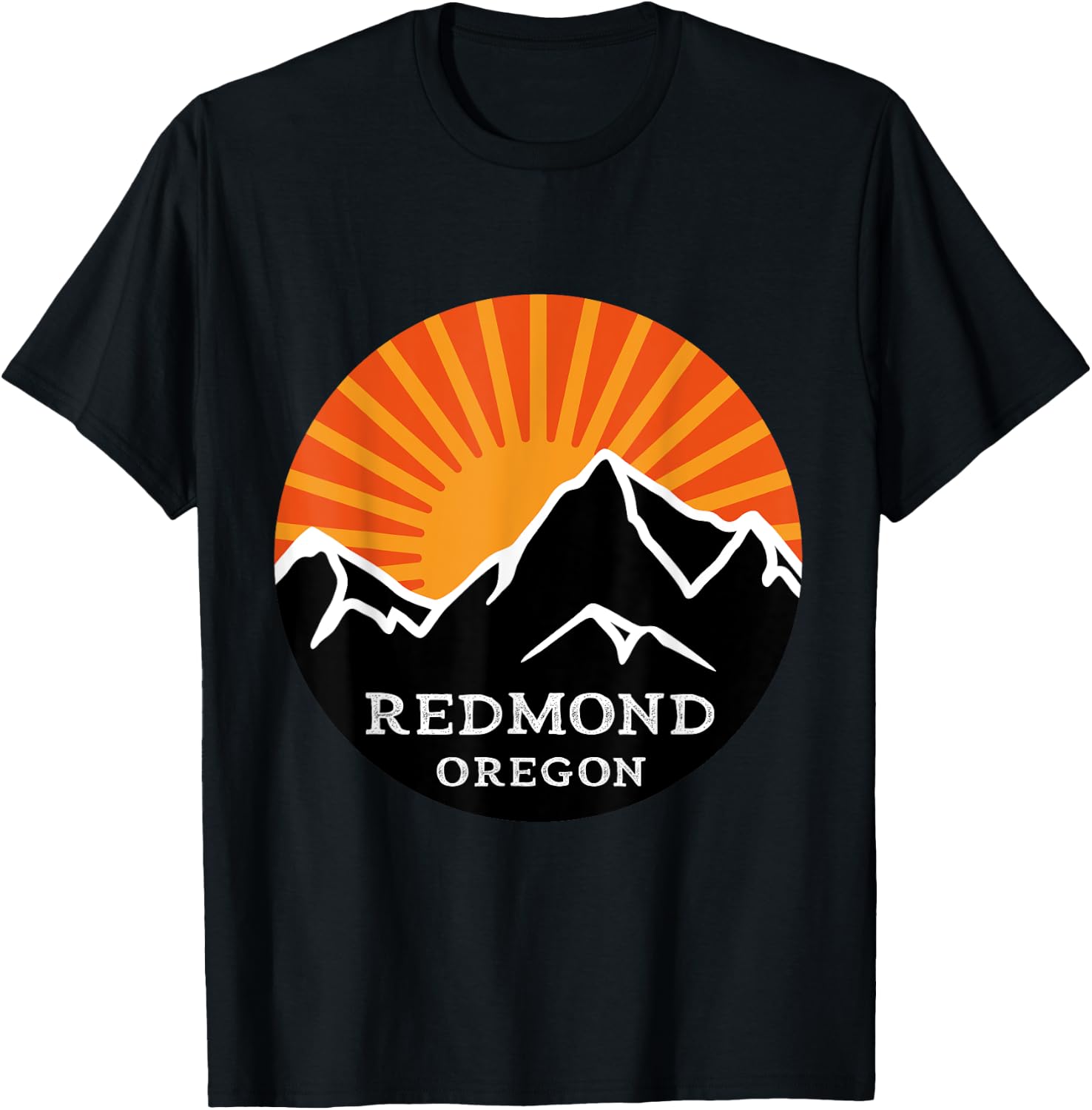 Redmond Oregon Retro Sunset Mountains Vintage Sun Vacation T-Shirt - T-Shirt | Black