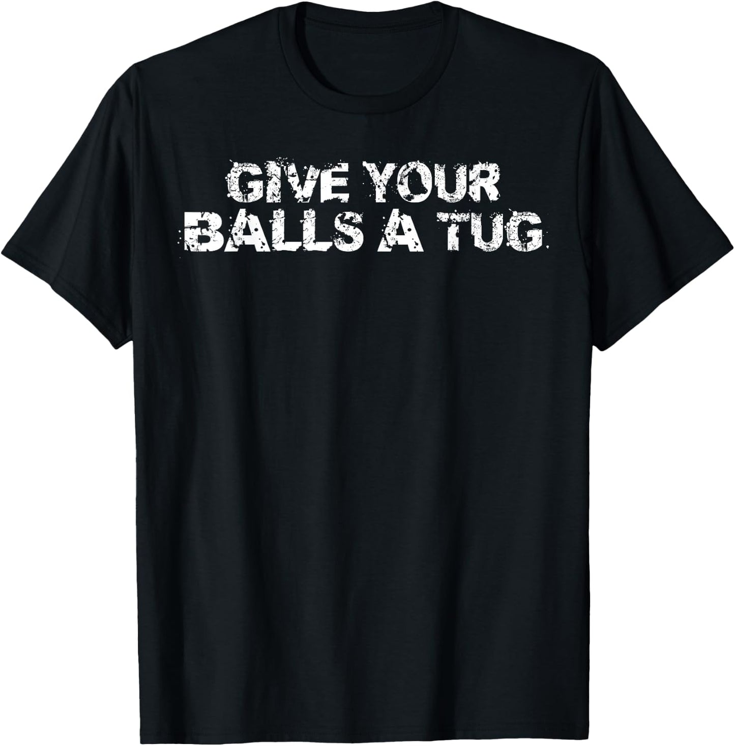 Give your balls a tug funny hockey trash talk gag gift T-Shirt - T-Shirt | Black
