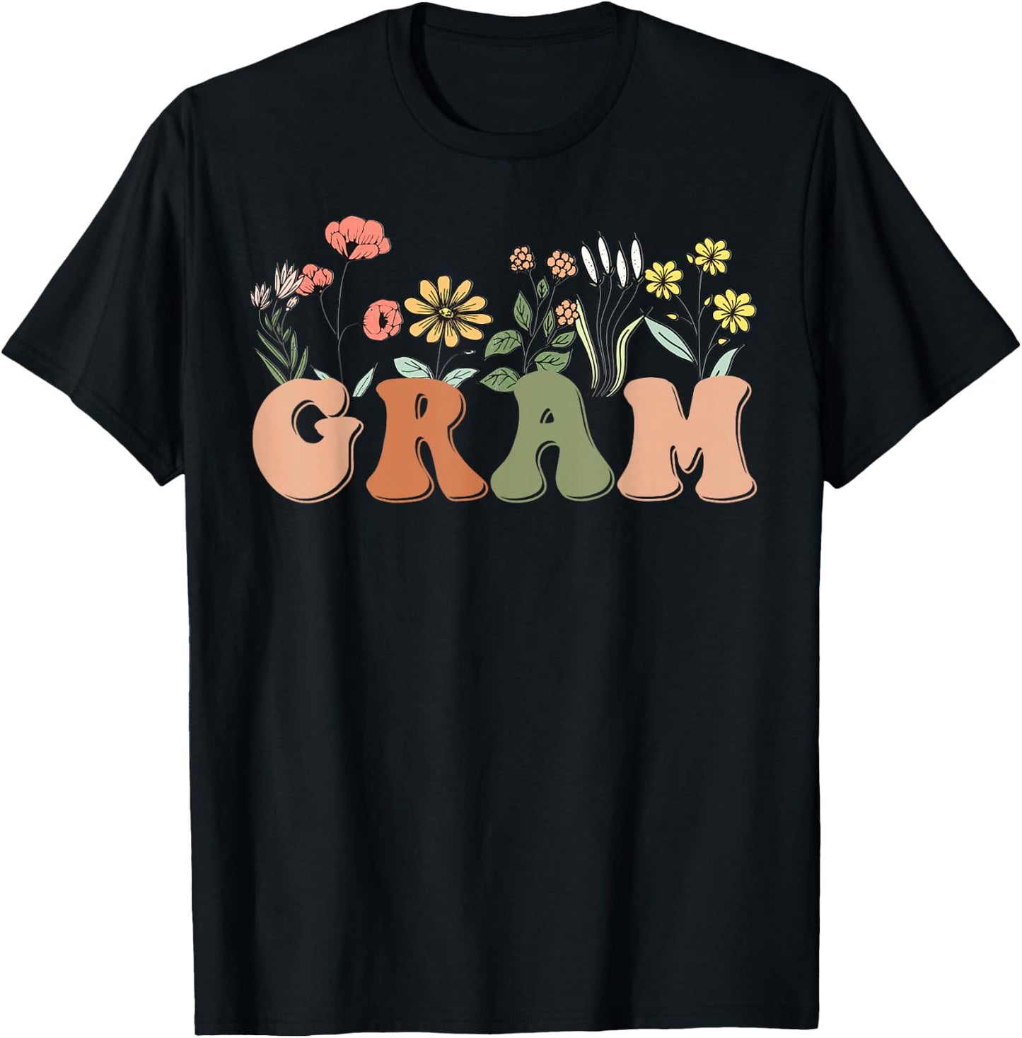 Wildflowers Gram Floral Mother's Day Gram T-Shirt - T-Shirt | Black
