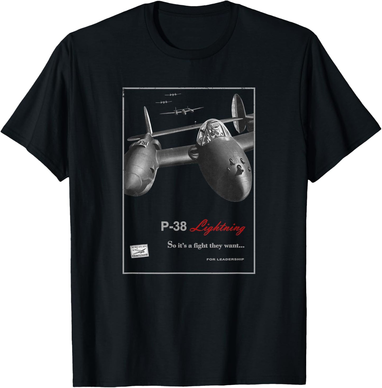 P-38 Lightning WW2 fighter aircraft T-Shirt - T-Shirt | Black