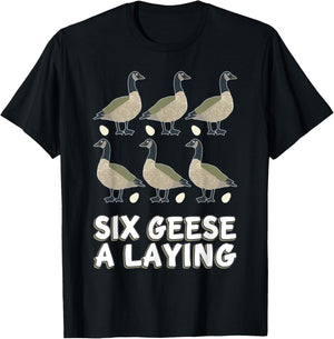 Six Geese A-Laying Song 12 Days Christmas T-Shirt - T-Shirt | Black