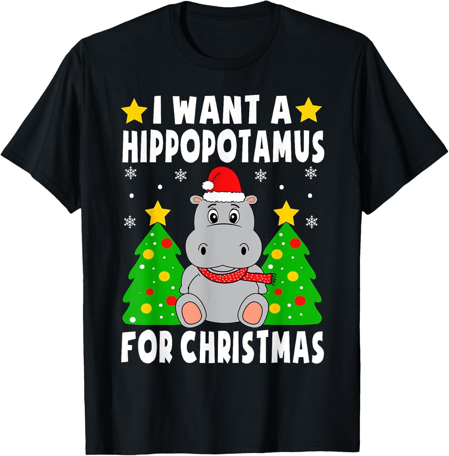 I Want A Hippopotamus For Christmas Hippo Pajamas Boys Girls T-Shirt - T-Shirt | Black
