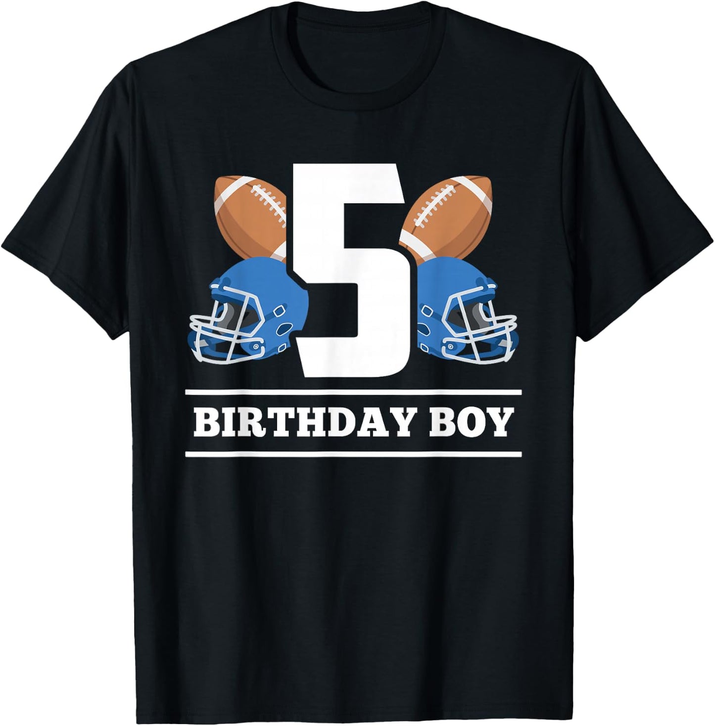 5th Birthday Boy Football Ball 5 Years Old Kids Gift Ideas T-Shirt - T-Shirt | Black
